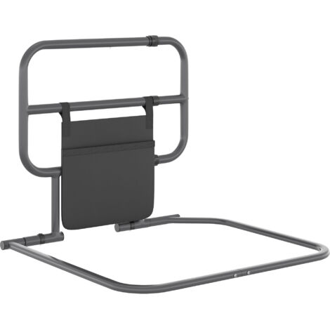 Rambarde lit adulte, poignée pince pliante, poche rangement, 61x66x55 cm, gris (1/5)