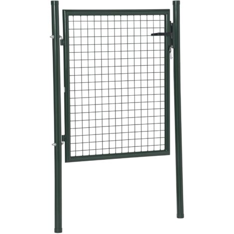 Portail jardin acier serrure 3 clés 97x150 cm vert (1/5)
