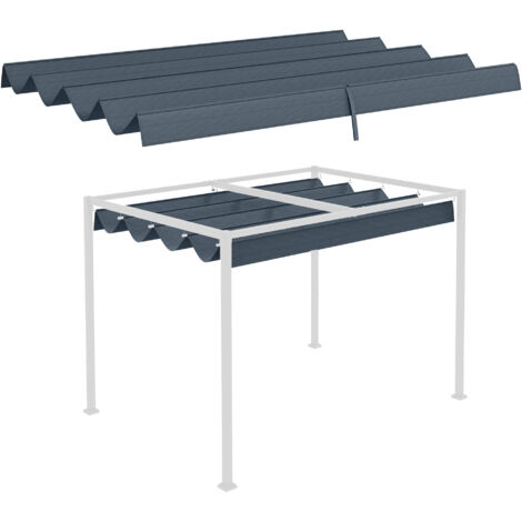 Toit remplacement rétractable 3x2,5 m auvent tissu structure 2,85x2 m uniquement pour kiosque avec 8 trous, gris foncé