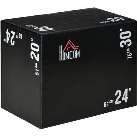 Boîte pliométrique 3 en 1 hauteurs 51/61/75 cm saut MMA HIIT plateforme entraînement plyométrique salle sport domicile noire (1/5)