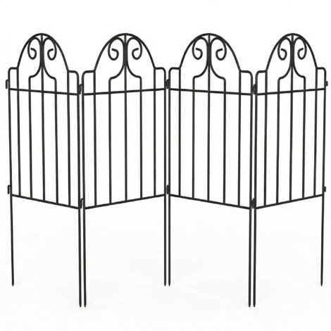 Lot 4 clôtures métal jardin 125x57 cm, design voûté, résistantes installation pelouse/patio, noires (1/5)