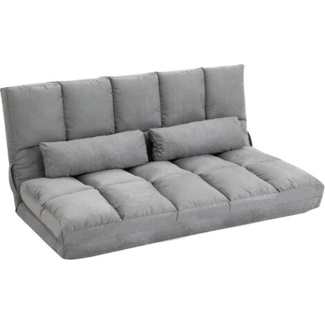Canapé Moderne 2 en 1, Dossier Inclinable 7 Positions, 130 x 73 x 60 cm, Gris Clair (1/5)