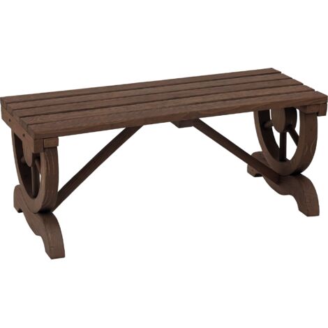 Banc bois, roues décoratives, style rustique, charge 250 kg, terrasse/balcon, 98x50x39,5 cm, carbonisé (1/5)
