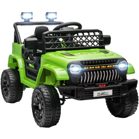 Voiture électrique enfant, télécommande 12V, vitesse réglable, phares USB, klaxon, vert (1/5)