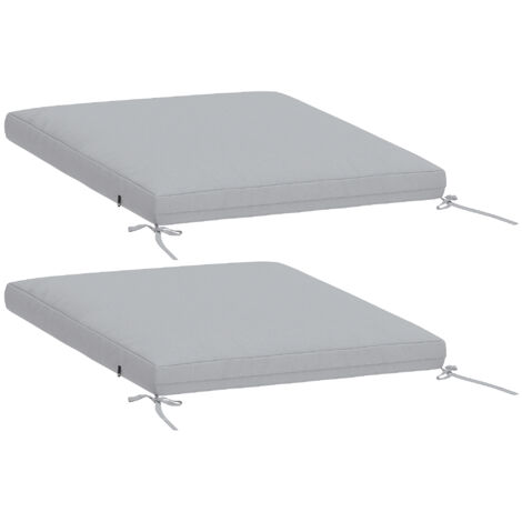 Lot 2 coussins chaise jardin galettes 50x50 cm mousse haute densité antidérapants gris