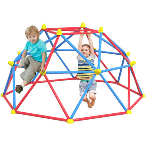 Dôme escalade géométrique 3-8 ans, cadre métal charge 180 kg, Ø183x90 cm, rouge/bleu (1/5)