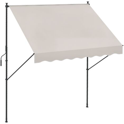 Auvent rétractable manuel 200x175x210-310 cm réglable poignée uv40+ protection solaire balcon terrasse, crème (1/5)