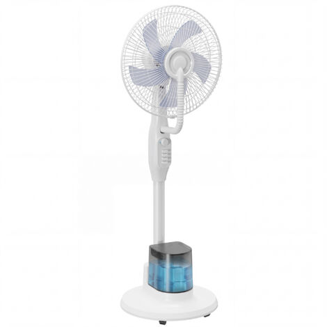 Ventilateur brumisateur 90 W, oscillation 70°, 3 vitesses, 5 pales, réservoir 3,5 L, 5 roulettes, blanc (1/5)