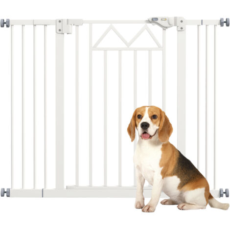 Dog gate 4 vis réglables ruban adhésif grille métal plastique, 74-100x76 cm, blanche (1/5)