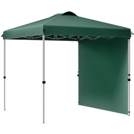 Tente pliante jardin 2,5x2,5 m hauteur réglable anti-uv 1 mur latéral sacs sable, vert (1/5)