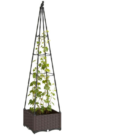 Pot treillis métal plantes grimpantes pot pp trous drainage bouchons, 40x40x175 cm (1/5)