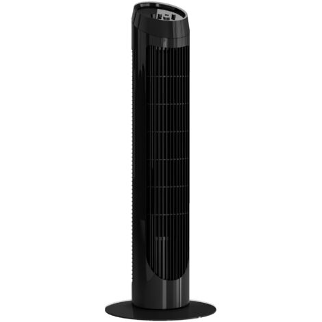Ventilateur tour 45 W, vertical silencieux, 3 vitesses, oscillation 70°, pour salon, Ø27x75 cm, noir (1/5)