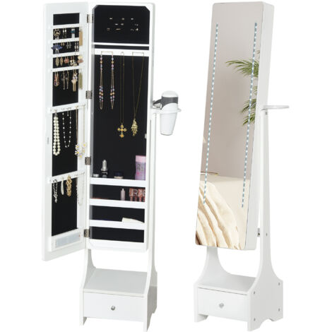 Armoire boîte bijoux miroir LED réglables interrupteur tactile, pour bracelets boucles bagues, pratique. (1/5)