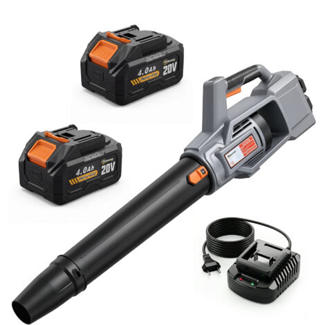 Souffleuse sans fil 36 V, 2 batteries 4,0 Ah, chargeur 1000 W, moteur brushless 3 vitesses, gris clair (1/5)