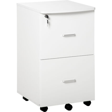 Unité tiroirs bureau auxiliaire 2 tiroirs clés bureau étude, 43x45x72 cm, blanc (1/5)