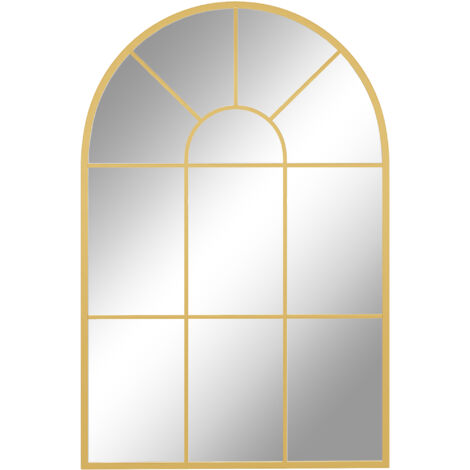 Miroir mural décoratif 60x91cm Miroir métallique pour fenêtre dans le salon, entrée de chambre, style moderne doré (1/5)