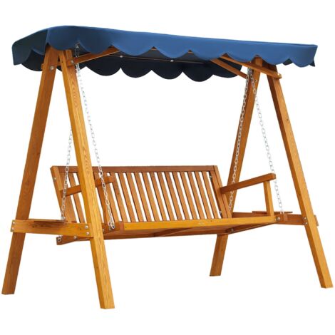 Balançoire jardin bois 3 places baldaquin 210x130x185 cm (1/5)