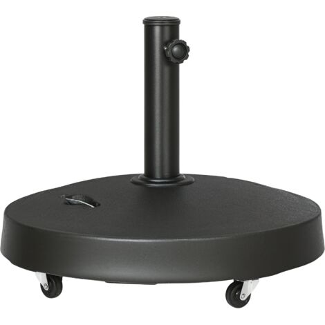 Base pour 23,5 kg Parasol avec 2 manivelles et roues, résine et acier, Ø53x41 cm, noir (1/5)