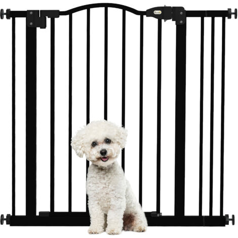 Barrière chiens largeur réglable 74-87 cm barrière sécurité 1 extension, noire (1/5)