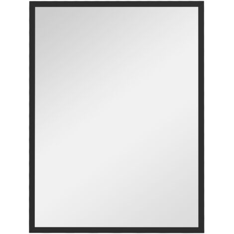 Miroir mural rectangulaire 80x60 cm cadre bois noir salle bain salon chambre