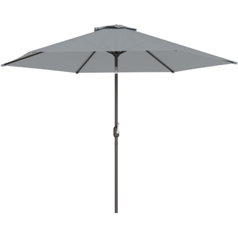 Parasol jardin 3x3 m inclinable, ouverture manivelle, métal/polyester, gris (1/5)