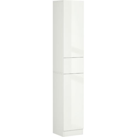 Colonne salle bain 1 tiroir 5 étagères ouvertes auxiliaire style moderne, 30x28x170 cm, blanc (1/5)