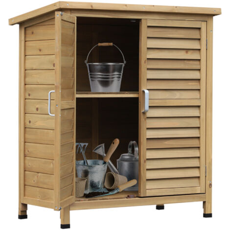 Armoire extérieure cabanon jardin bois sapin abri outils toit étanche bitume 87x46,5x96,5 cm (1/5)