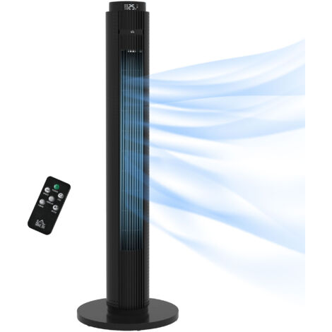Ventilateur tour 45 W 4 modes 3 vitesses minuterie 12h ABS Ø31,5x96 cm noir (1/5)