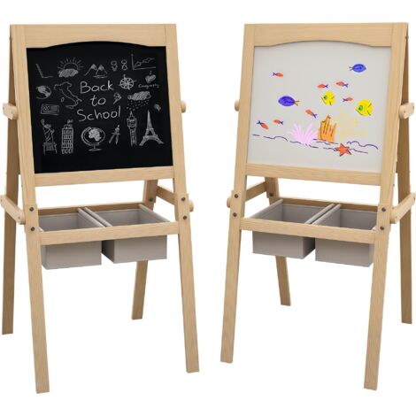 Chevalet enfant 3-en-1, double face dessin tableau blanc, 58x50,5x109 cm, naturel (1/5)