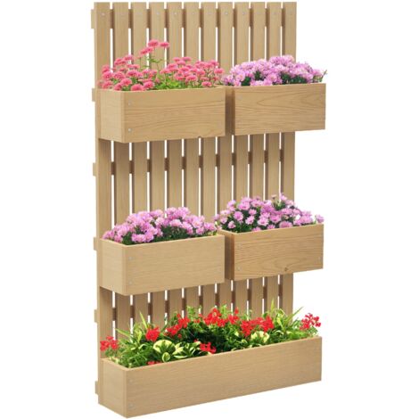 Jardinière grille trous drainage sapin 60x16x100 cm (1/5)