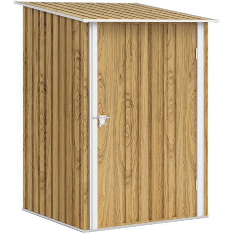 Porte-outils acier galvanisé abri jardin porte articulée, 100x104x160 cm, brun clair (1/5)