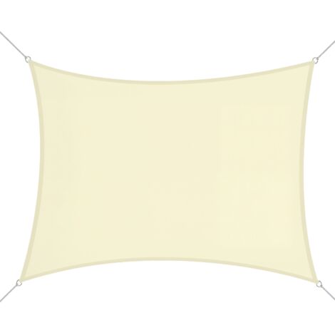 Voile ombre rectangulaire auvent extérieur polyester anti-UV respirant 3x4 m blanc crème (1/5)
