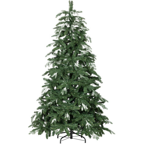 Sapin Noël artificiel 180 cm, branches réalistes, support acier effet neige, base pliable, montage rapide (1/5)