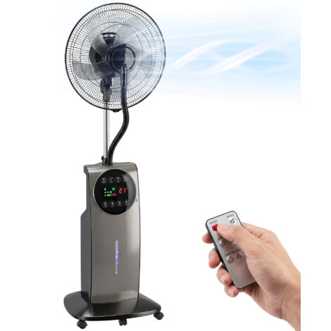 Ventilateur brumisateur, réservoir 3,1 L, 3 modes, 3 vitesses, roulettes, oscillation 70°, inclinaison 10°, minuterie 12 h, 90 W (1/5)