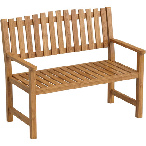 Banc jardin 2 personnes bois acacia FSC siège dossier lattes naturel (1/5)