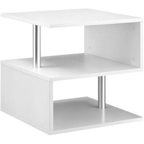 Petite table appoint forme s compartiment ouvert moderne, 50x50x50 cm, blanc (1/5)