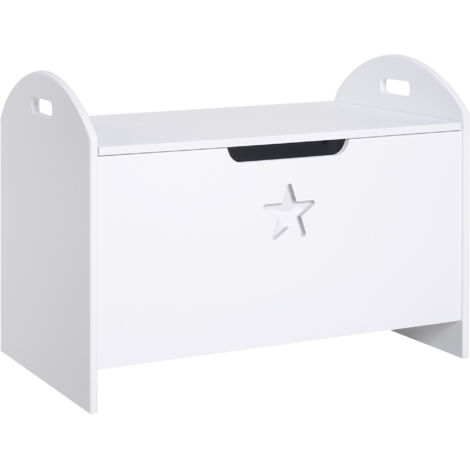 Organisateur jouets malle rangement enfants couvercle sécurité espace suffisant, 62x40x46,5 cm, blanc (1/5)