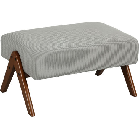 Repose-pieds salon tabouret bas assise rembourrée pieds bois salon/chambre, 69x47x36 cm, gris (1/5)