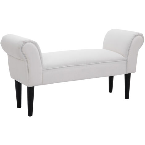 Banquette chaussures accoudoirs banc bois rembourré chambre/salon/couloir, 102x36x51 cm, charge 130 kg (1/5)