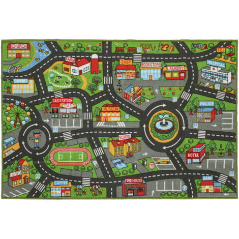 Tapis éducatif antidérapant enfant City Road 200x150 cm, ramper/jouer voitures (1/5)