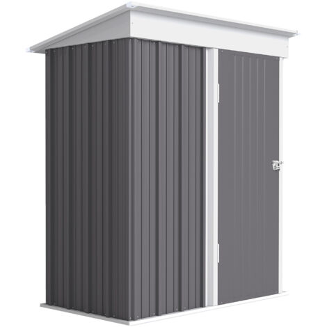 Rangement extérieur cabanon sol petit abri acier appentis étagère réglable serrure gants 5'x3'x6' gris (1/5)