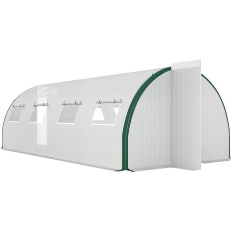 Serre Tunnel Polyéthylène Améliorée à Pied, 6 x 3 m, Blanche (1/5)
