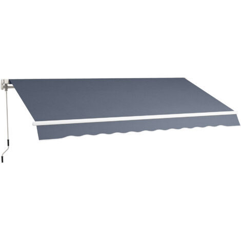 Auvent extérieur bras roulant ouverture manivelle 360x250 cm gris (1/5)