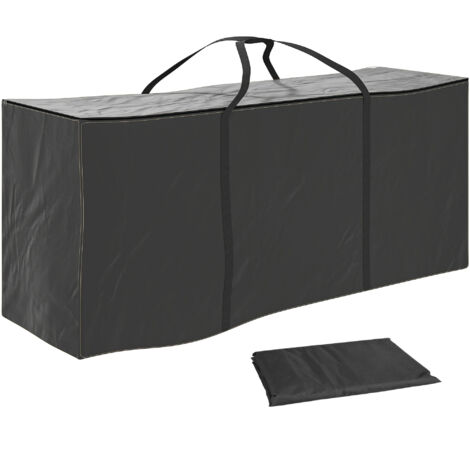Sac rangement imperméable coussins jardin 720 L, Oxford résistant, poignées, 125x40x55 cm, noir (1/5)