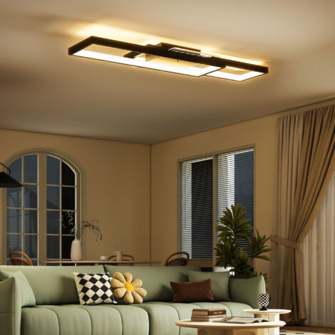 Lampe plafond LED dimmable 3000-6000 K télécommande interrupteur 70x30 cm noire (1/5)