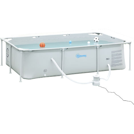 Piscine hors sol rigide rectangulaire 252x152x65 cm – Murs en PVC 1000D anti-rouille – Filtre inclus pour eau claire – Installation facile – Miduoduo