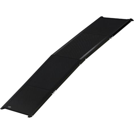Rampe pliable pour chiens en aluminium avec poignée antidérapante et charge de crochet 80 kg 158x43,5x2,5 cm Noir (1/5)