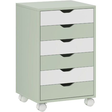 Dossier bureau mobile 6 tiroirs guides coulissants silencieux office house, vert (1/5)