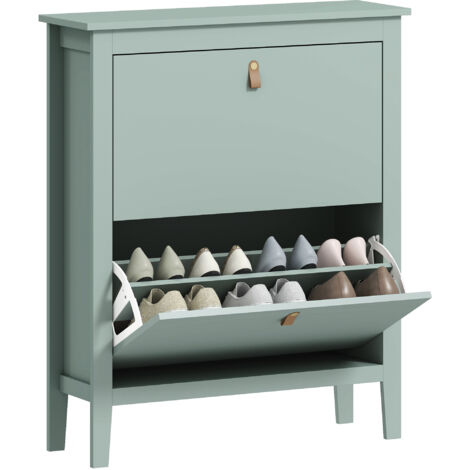 Armoire chaussures fine 2 tiroirs 14 paires taille EU44 étagères réglables 80x24x95,5 cm vert (1/5)