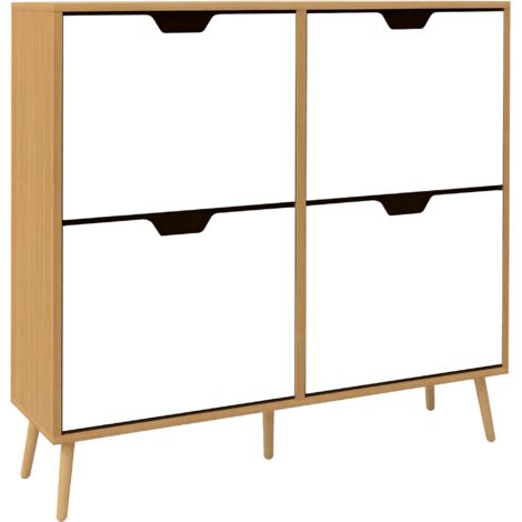 Armoire chaussures 4 tiroirs pliants étagères réglables pour 16 paires, 95x26x95 cm, naturelles (1/5)